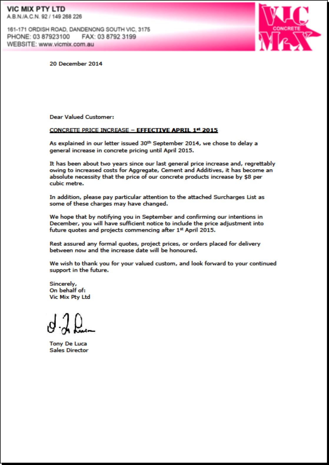 Fee Increase Letter Template from www.vicmix.com.au