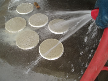 Hosing  concrete samples
