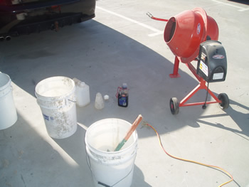 Initial mixing of concrete samples